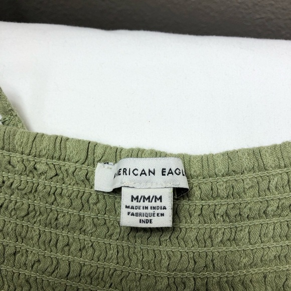 AEO Cotton Blend Green  Adjustable Straps Pockets Embroidered V Neck Romper M - Picture 8 of 15